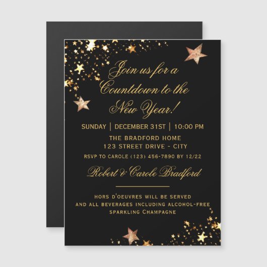 Oudejaarsavond aftelfeest, magneet Kaart (Voorkant / Achterkant)