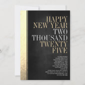 Oudejaarsavond Black & Gold Metallic Edge Party Kaart (Voorkant)