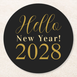 Oudejaarsavond Black Gold Party Ronde Kartonnen Onderzetter