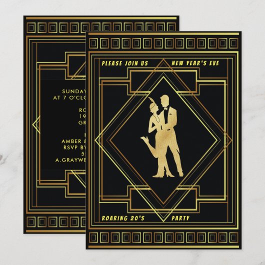 Oudejaarsavond brullende 20's  Party, ZRP Kaart (Voorkant / Achterkant)