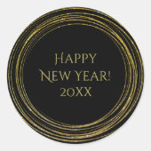 Oudejaarsavond brullende jaren '20 zwart gouden gl ronde sticker (Voorkant)