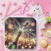 Oudejaarsavond Champagne met knallende kurk Papieren Bordje (Feest)