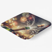 Oudejaarsavond Champagne met knallende kurk Papieren Bordje (Gebogen)