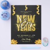 Oudejaarsavond Club Party Gold Celebration Event Flyer (Enkel)