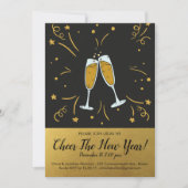 Oudejaarsavond feest Gold Cheer Champagne Toast Kaart (Voorkant)