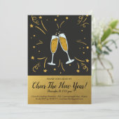 Oudejaarsavond feest Gold Cheer Champagne Toast Kaart (Staand voorkant)