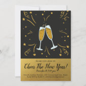 Oudejaarsavond feest Gold Cheer Champagne Toast Kaart (Voorkant)
