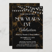 Oudejaarsavond feest licht goud zwart marmer kaart (Voorkant / Achterkant)