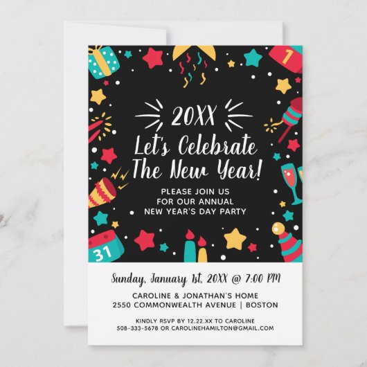 Oudejaarsavond feest vieren 2018 feestelijk kaart (Voorkant)