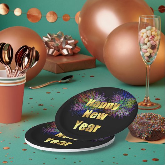 Oudejaarsavond Feest Vuurwerk Papieren Bordje (Multi)