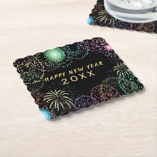 Oudejaarsavond feest vuurwerk viering kartonnen onderzetters (Gebogen)