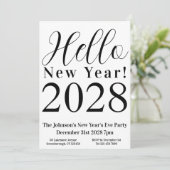 Oudejaarsavond feest zwart-wit kaart (Staand voorkant)