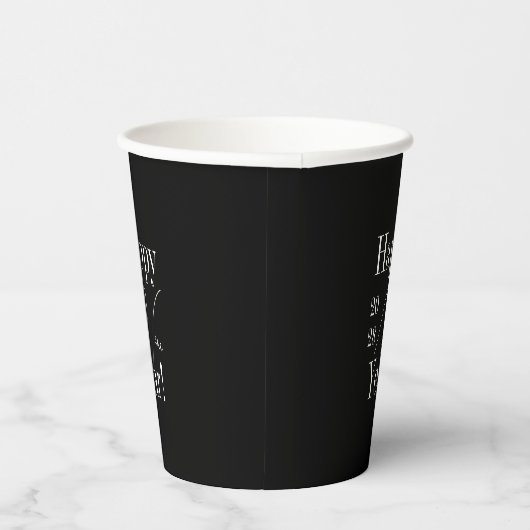 Oudejaarsavond feest zwart-wit papieren bekers (Rechts)