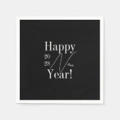 Oudejaarsavond feest zwart-wit servet (Voorkant)