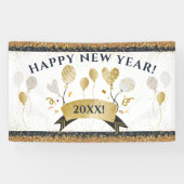Oudejaarsavond feestbanner met gouden ballonnen spandoek (Horizontaal)
