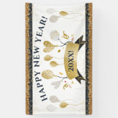 Oudejaarsavond feestbanner met gouden ballonnen spandoek (Verticaal)