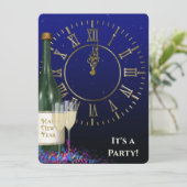 Oudejaarsavond Feestklok en Champagne Kaart (Staand voorkant)