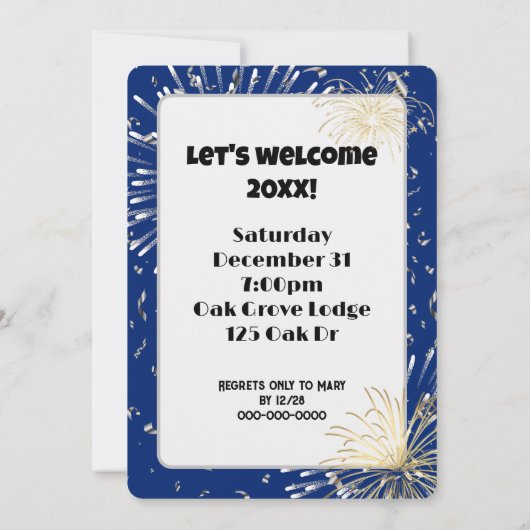 Oudejaarsavond feeststerretjes op blauw kaart (Achterkant)