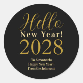 Oudejaarsavond Gepersonaliseerd Nieuwjaar Zwart Go Ronde Sticker