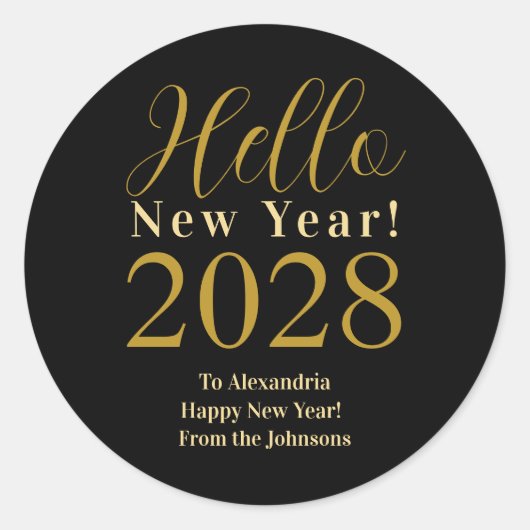 Oudejaarsavond Gepersonaliseerd Nieuwjaar Zwart Go Ronde Sticker (Voorkant)