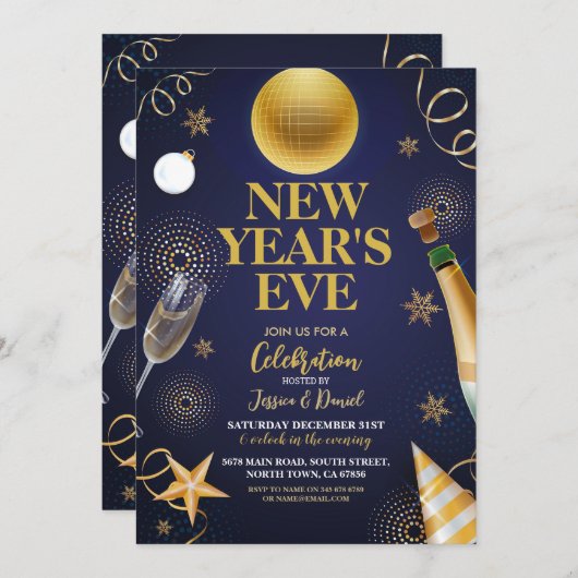 Oudejaarsavond Gold 2024 Feestviering Kaart (Voorkant / Achterkant)