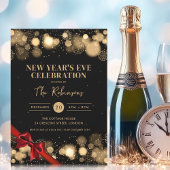 Oudejaarsavond Goud Zwart Winter Wonder Red Bow Kaart