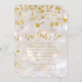 Oudejaarsavond Gouden iriserende Bokeh-uitnodiging Kaart (Voorkant / Achterkant)