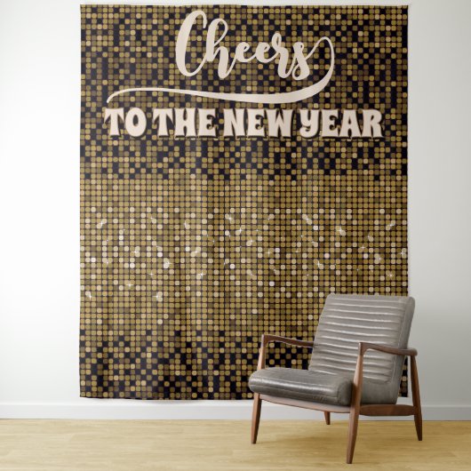 Oudejaarsavond Groovy Disco Foto Prop Achtergrond Wandkleed (In situ)