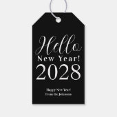 Oudejaarsavond Happy New Year Classic Black White Cadeaulabel (Achterkant)