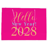 Oudejaarsavond Hot Pink Party Favor Groot Cadeauzakje (Achterkant)