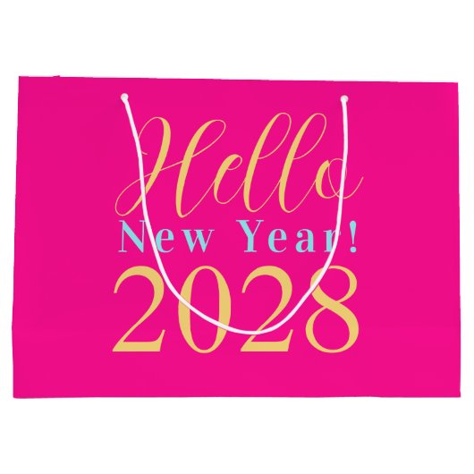Oudejaarsavond Hot Pink Party Favor Groot Cadeauzakje (Achterkant)