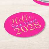 Oudejaarsavond Hot Pink Party Ronde Kartonnen Onderzetter (Gebogen)