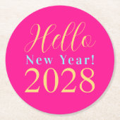 Oudejaarsavond Hot Pink Party Ronde Kartonnen Onderzetter (Voorkant)