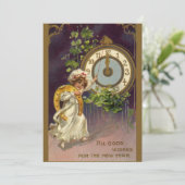  oudejaarsavond Irish Lass Clock om middernacht Kaart (Staand voorkant)
