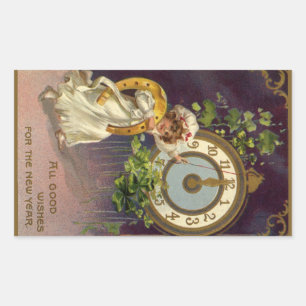  oudejaarsavond Irish Lass Clock om middernacht Rechthoekige Sticker