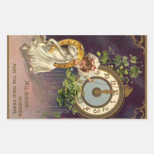 oudejaarsavond Irish Lass Clock om middernacht Rechthoekige Sticker (Voorkant)
