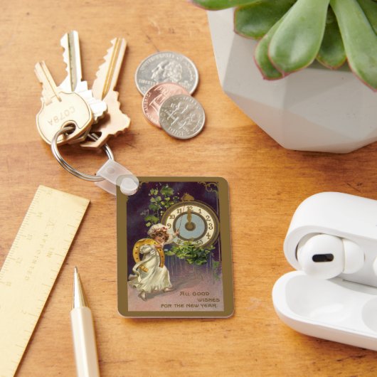 oudejaarsavond Irish Lass Clock om middernacht Sleutelhanger (Bureau)