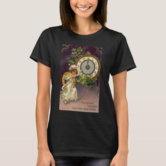 oudejaarsavond Irish Lass Clock om middernacht T-shirt (Voorkant)