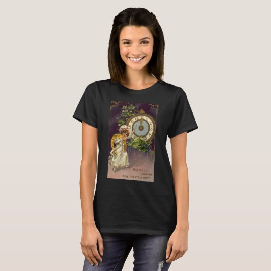  oudejaarsavond Irish Lass Clock om middernacht T-shirt (Voorkant volledig)