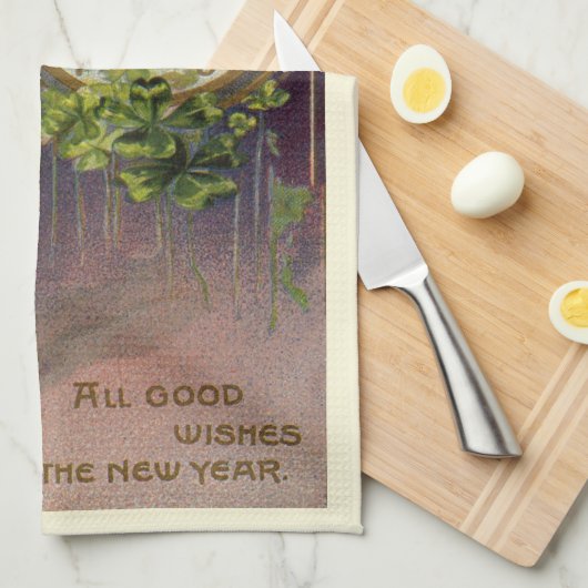  oudejaarsavond Irish Lass Clock om middernacht Theedoek (Quarter Fold)