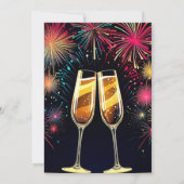 Oudejaarsavond kleurrijke vuurwerk champagne kaart (Achterkant)