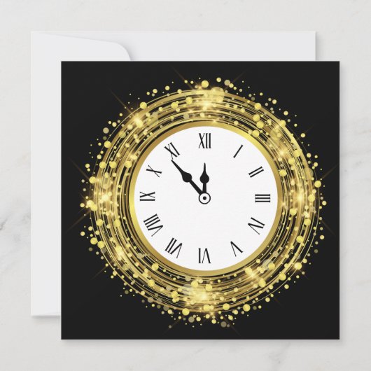 Oudejaarsavond klok Glitter Confetti Kaart (Achterkant)