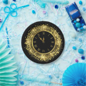 Oudejaarsavond klok Glitter Confetti Papieren Bordje (Feest)