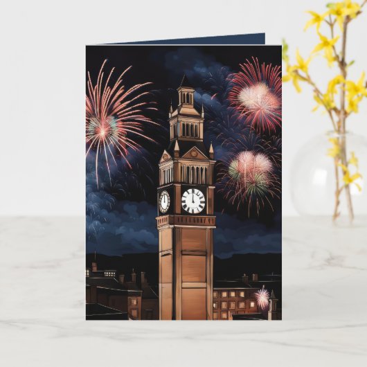 Oudejaarsavond klokkentoren kaart (Gele Bloem)