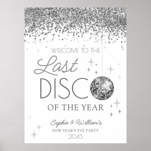 Oudejaarsavond Laatste Disco van het Jaar Welkom Poster (Voorkant)