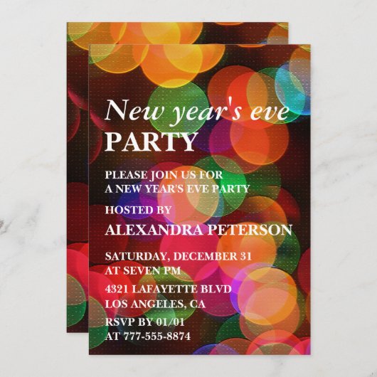 Oudejaarsavond nodigen uit Kleurrijke Confetti Spa Kaart (Voorkant / Achterkant)