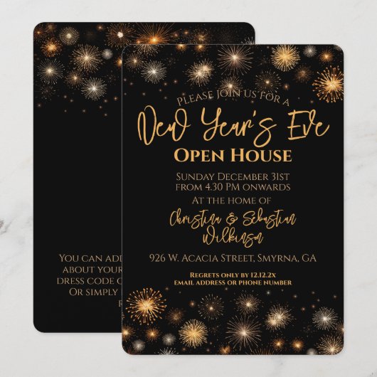 Oudejaarsavond Open House Party Kaart (Voorkant / Achterkant)