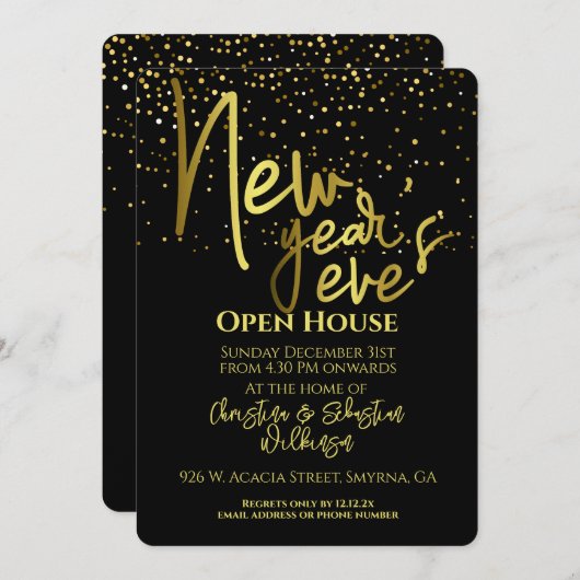 Oudejaarsavond Open House Party Kaart (Voorkant / Achterkant)