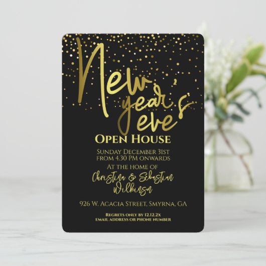 Oudejaarsavond Open House Party Kaart (Staand voorkant)