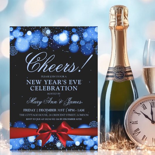 Oudejaarsavond Partij Marine Winter Wonder Red Bow Kaart